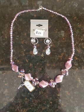 Crystal Glass Bead Necklace and Earrings Set